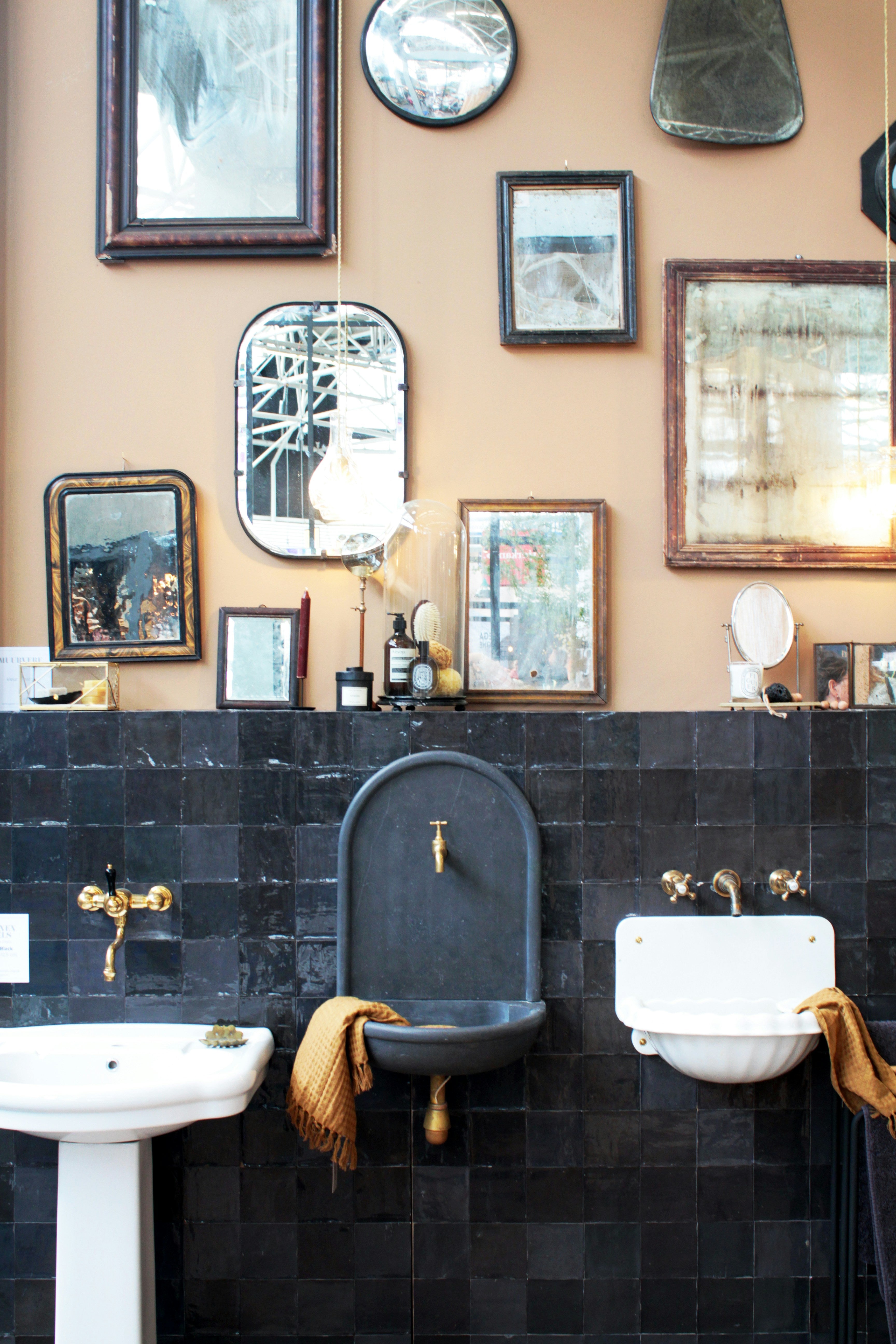 mediterranean vintage hotel bathroom art