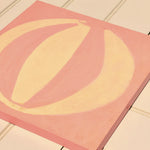 Summer ice cream pink beach ball painting on plywood panel