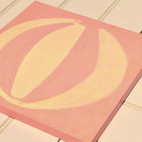 Summer ice cream pink beach ball painting on plywood panel
