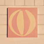 Summer ice cream pink beach ball acrylic painting on 12 inch plywood panel.