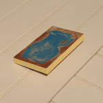 Original painting of blue jug, hand painted and sanded on plywood panel, finished with warm acrylic butter yellow.