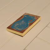 Original painting of blue jug, hand painted and sanded on plywood panel, finished with warm acrylic butter yellow.