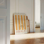 amalfi italy art print on paint canvas in hallway of paris apartment