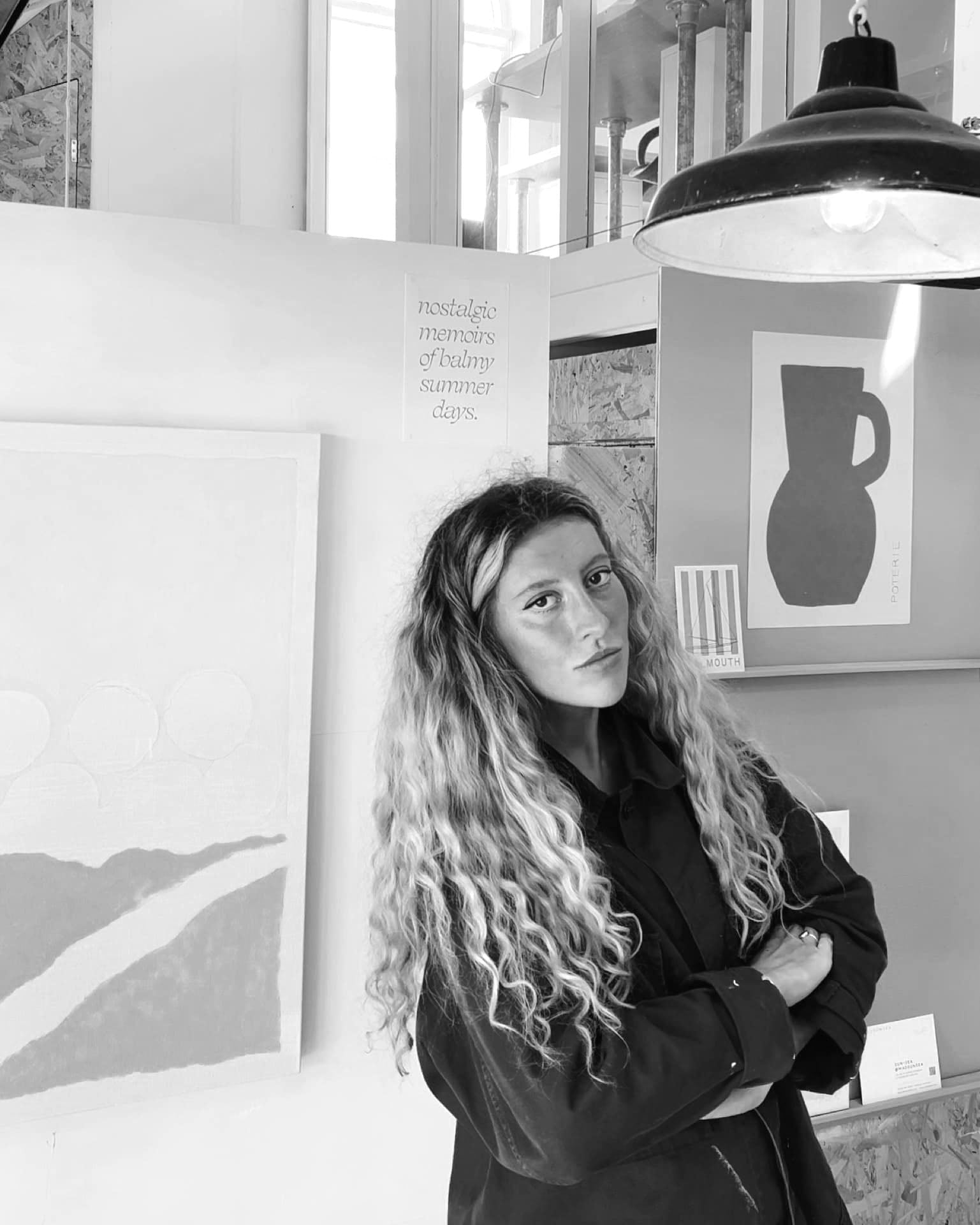 falmouth cornwall oil painter mads madsunsea wearing cornish blue in studio by original paintings