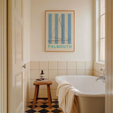 madsunsea falmouth boat art print in stylish warm bathroom
