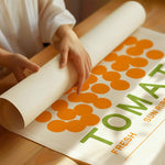 hot cherry tomato art print with trending taylor penton font unrolled from postage tube