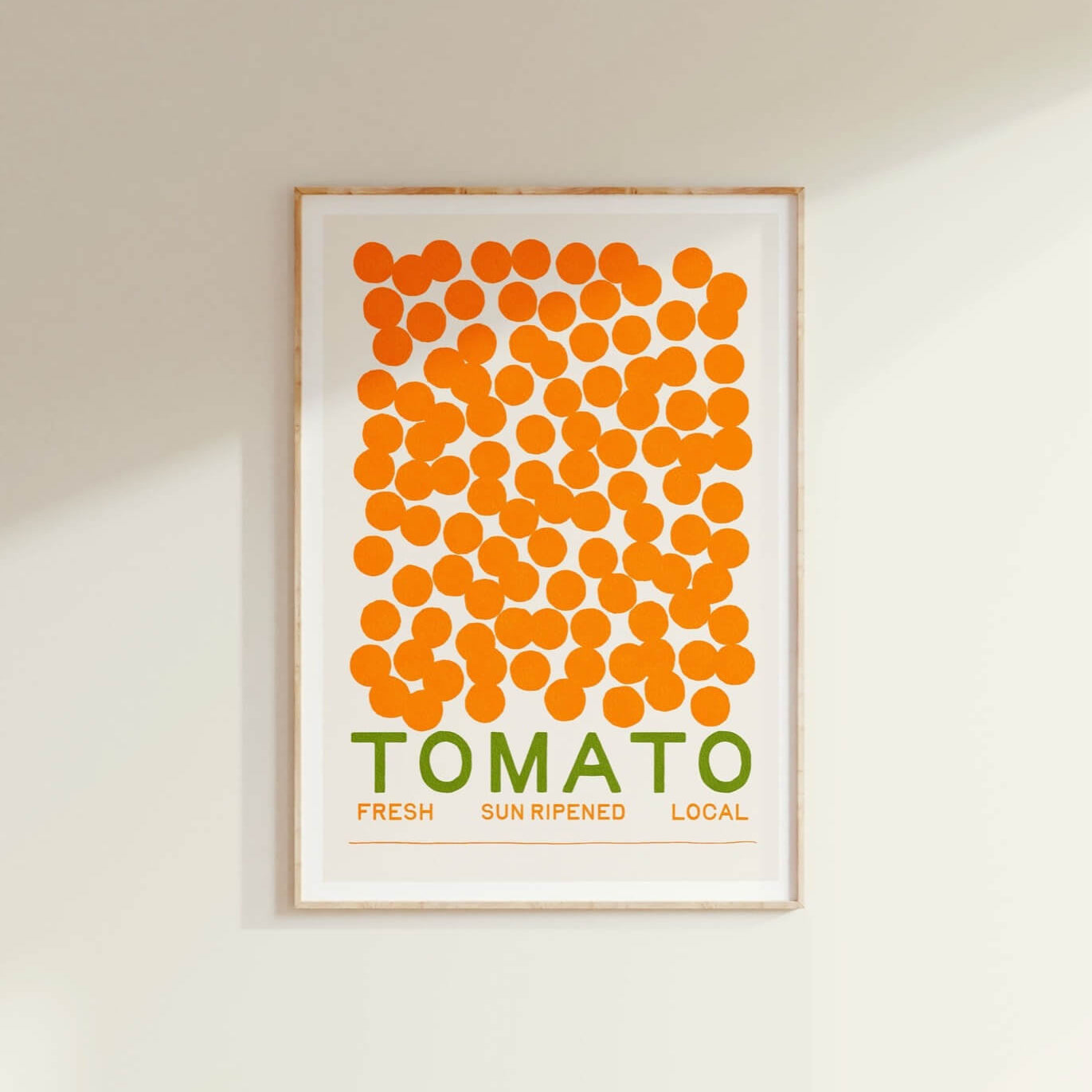 fresh sun trending hot cherry tomato italian art print in pine wood frame