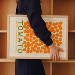 trending tomato art print with hot taylor penton birdie font being carried by art house woman