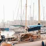 wood steel yachts old working sail boats in mediterranean harbour