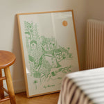 mediterranean art print in bedroom by beach stripe linen and hand made stall