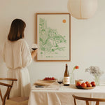 brown hair feminist with wine admiring madsunsea fine art print in dining room