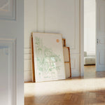 madsunsea art print in large glass frame in florence italy apartment living room